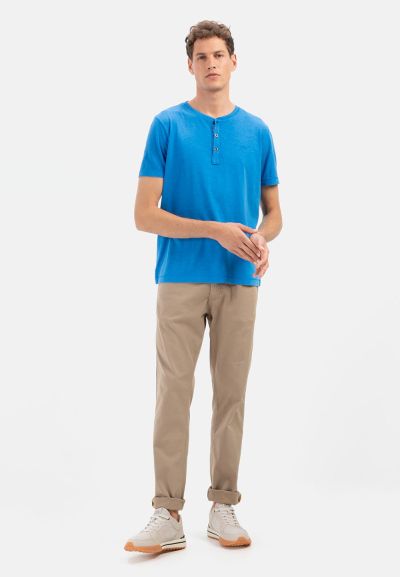 Синя тениска Camel Active, органичен памук с копчета