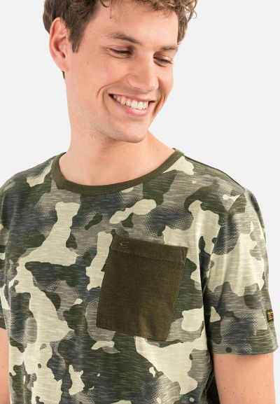 Памучна тениска Camel Active, тъмен камуфлаж