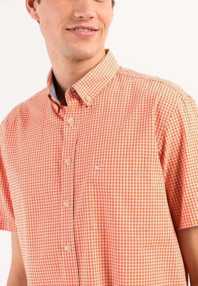 Оранжева карирана риза Camel Active, памук