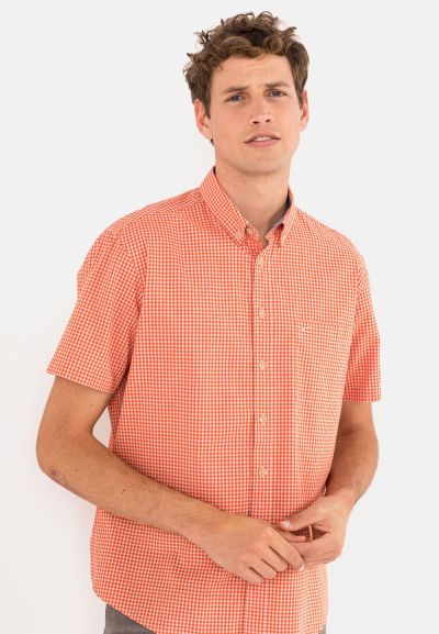 Оранжева карирана риза Camel Active, памук