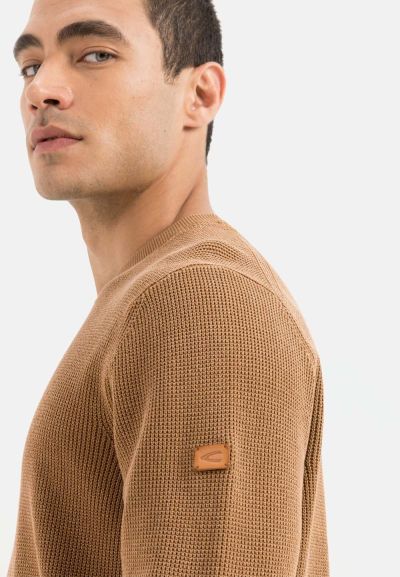 Кафяв пуловер Camel Active, органичен памук