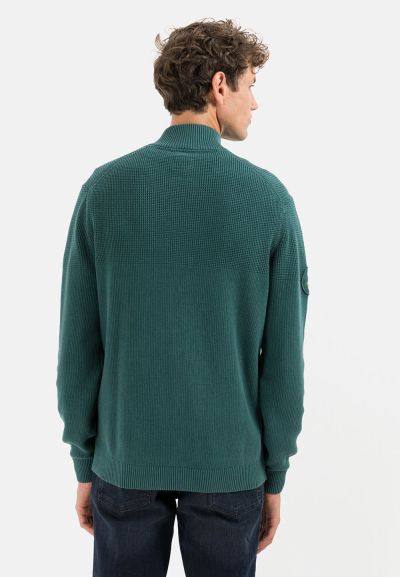Памучен пуловер Camel Active, цвят петрол
