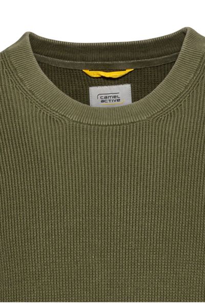 Пуловер от органичен памук Camel Active, цвят olive-brown