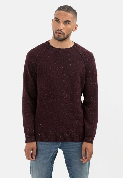 Пуловер Camel Active в цвят бордо, памук и вълна