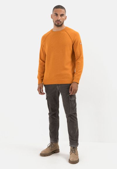 Оранжев пуловер Camel Active, памук и вълна