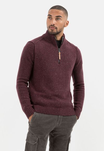 Бордо пуловер меланж Camel Active, вълна и полиамид