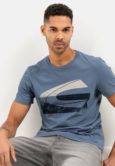 Синя памучна тениска с лого Camel Active