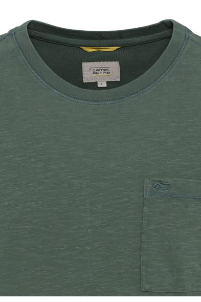 Зелена памучна тениска Camel Active, джоб