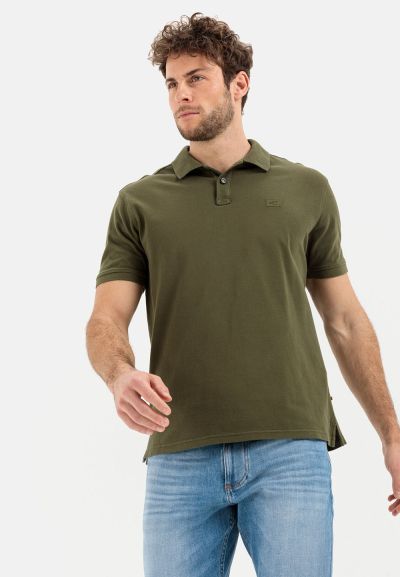 Тениска с яка Camel Active, цвят Olive-brown