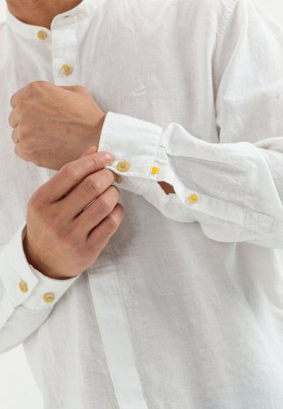 Бяла риза с дълъг ръкав Camel Active, лен и памук