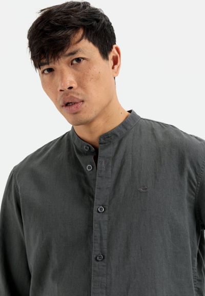 Сива риза с дълъг ръкав Camel Active, лен и памук