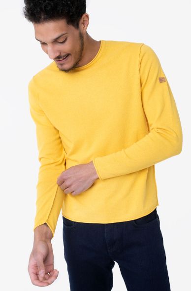 Жълт пуловер Camel Active, памук и полиестер