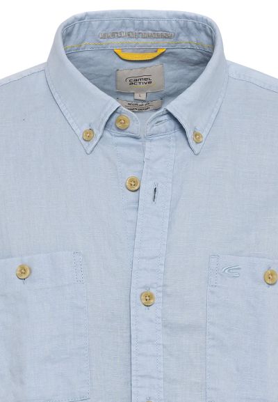 Светло синя риза с два джоба Camel Active, лен и памук