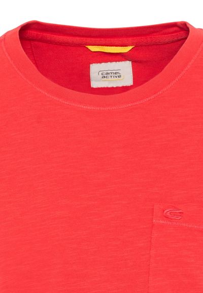 Червена памучна тениска Camel Active, джоб