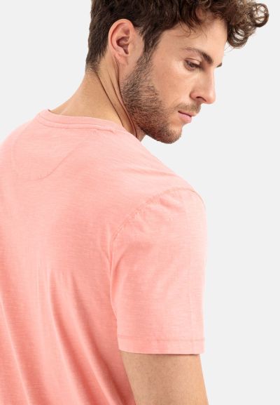 Розова памучна тениска Camel Active, джоб