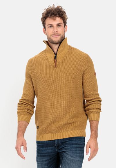 Памучен пуловер с цип Camel Active