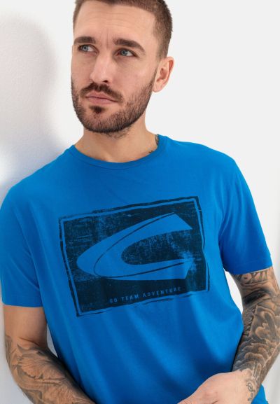Синя тениска с лого Camel Active, органичен памук