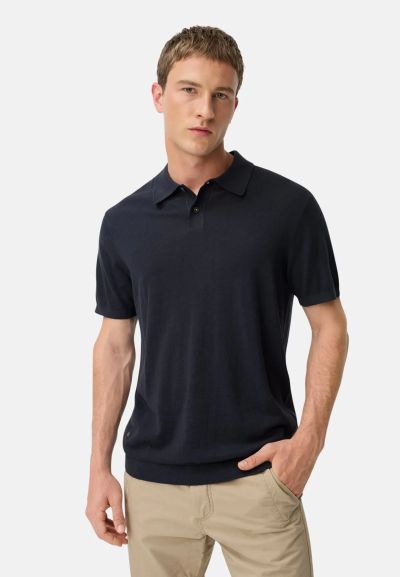 Тъмно синя плетена блуза с яка Camel Active