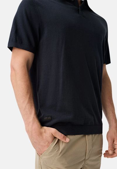 Тъмно синя плетена блуза с яка Camel Active