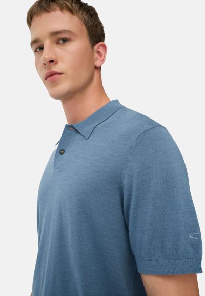 Синя плетена блуза с яка Camel Active