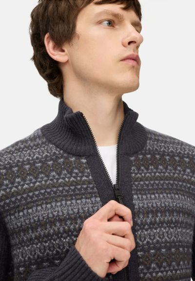 Вълнена жилетка с цип Camel Active, на шарки