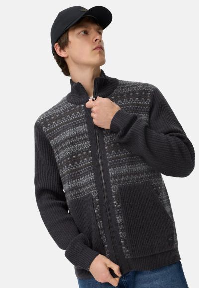 Вълнена жилетка с цип Camel Active, на шарки