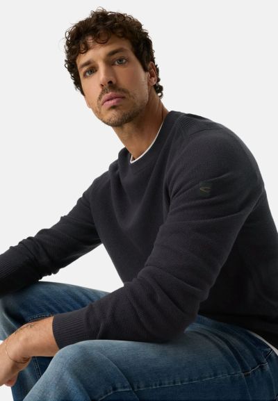 Тъмно син памучен пуловер Camel Active