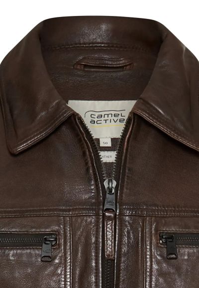 Късо кожено яке с джобове Camel Active
