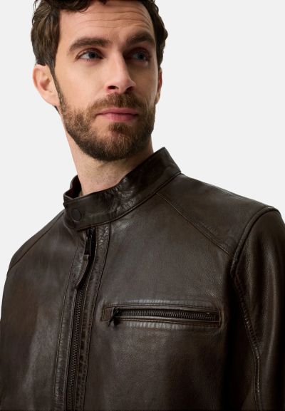 Тъмно кафяво кожено яке Camel Active