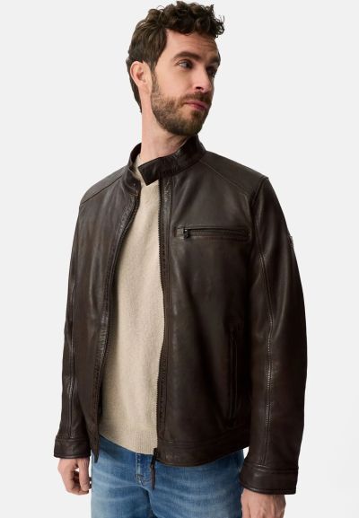 Тъмно кафяво кожено яке Camel Active