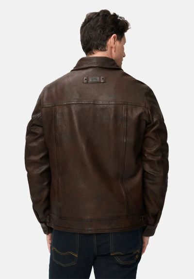 Късо кожено яке с джобове Camel Active