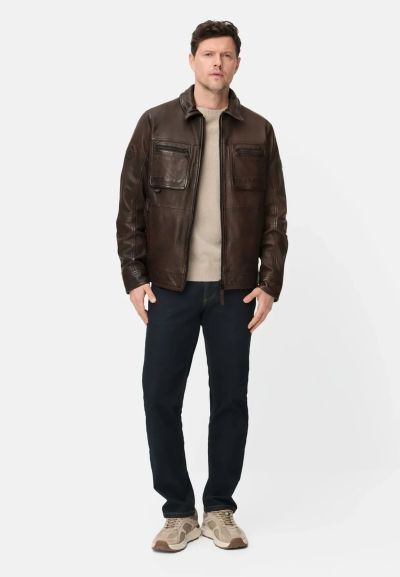 Късо кожено яке с джобове Camel Active