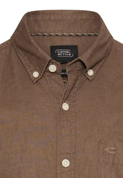 Кафява риза Camel Active, лен и памук