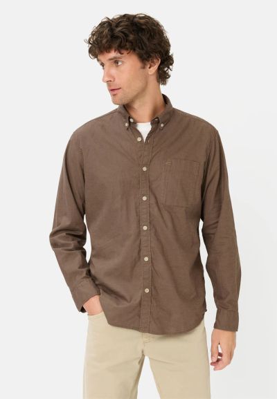 Кафява риза Camel Active, лен и памук