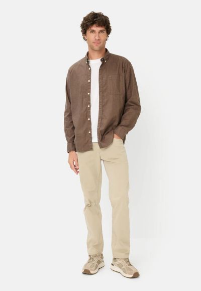 Кафява риза Camel Active, лен и памук