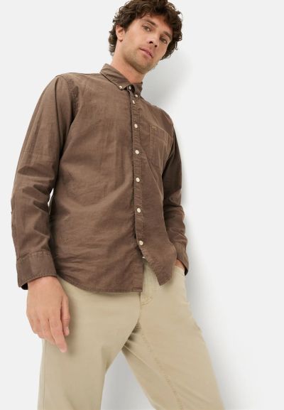 Кафява риза Camel Active, лен и памук