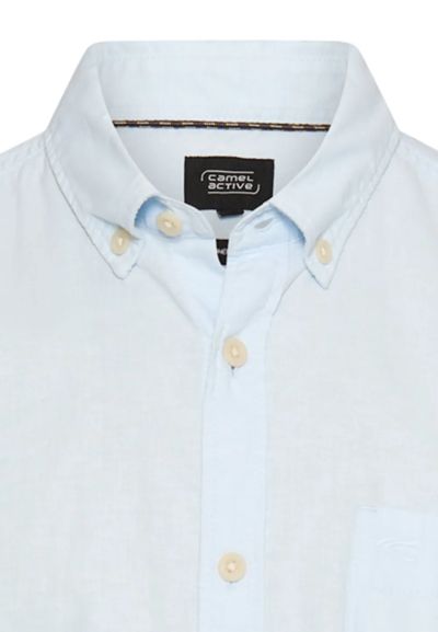 Синя риза с къс ръкав Camel Active, лен и памук