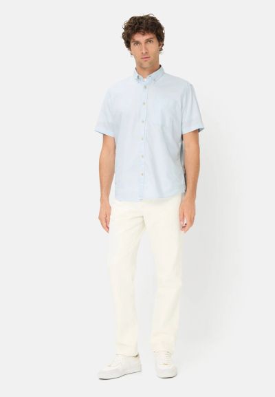 Синя риза с къс ръкав Camel Active, лен и памук