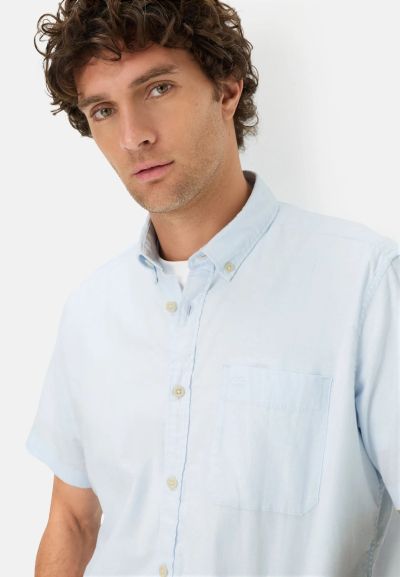 Синя риза с къс ръкав Camel Active, лен и памук