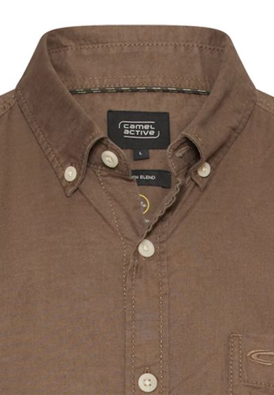 Кафява риза Camel Active, лен и памук