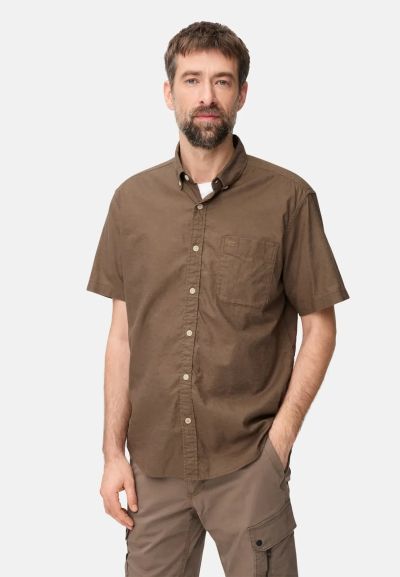 Кафява риза Camel Active, лен и памук