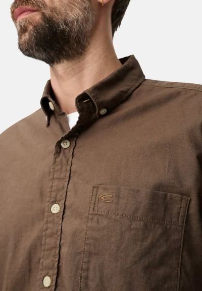 Кафява риза Camel Active, лен и памук