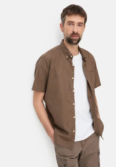 Кафява риза Camel Active, лен и памук