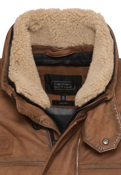 Кафяво модерно кожено яке Camel Active