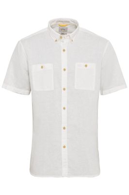 Бяла риза с два джоба Camel Active, лен и памук